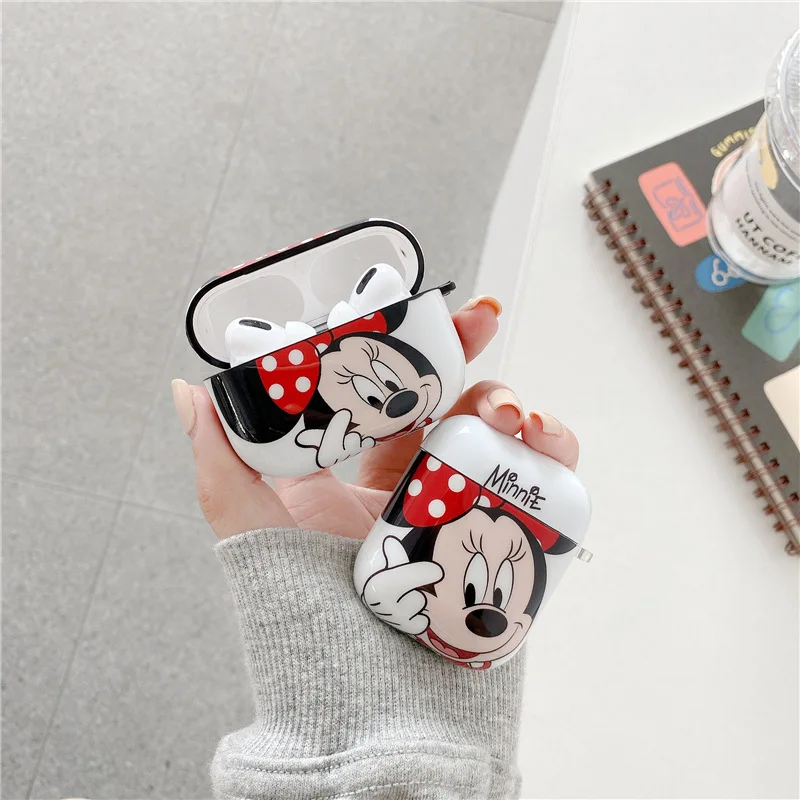 

Cute Mickey Minnie Cartoon Case For Airpods pro 1 2 Fashion Headset Case, White
