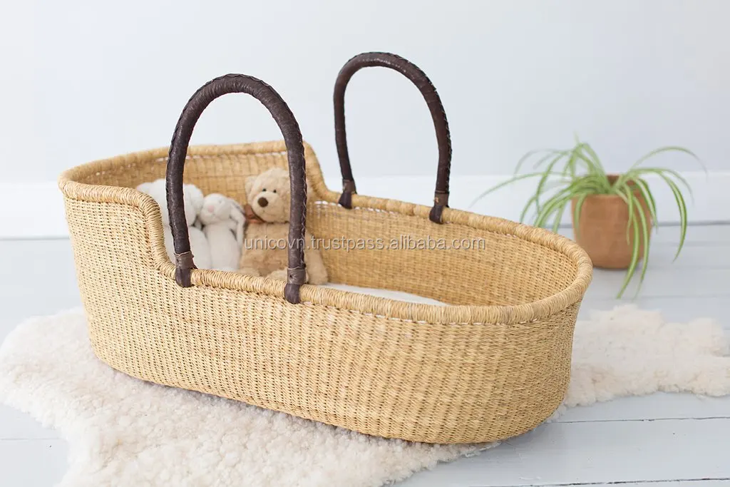African Style Baby Moses Basket Natural Changing Mose Basket