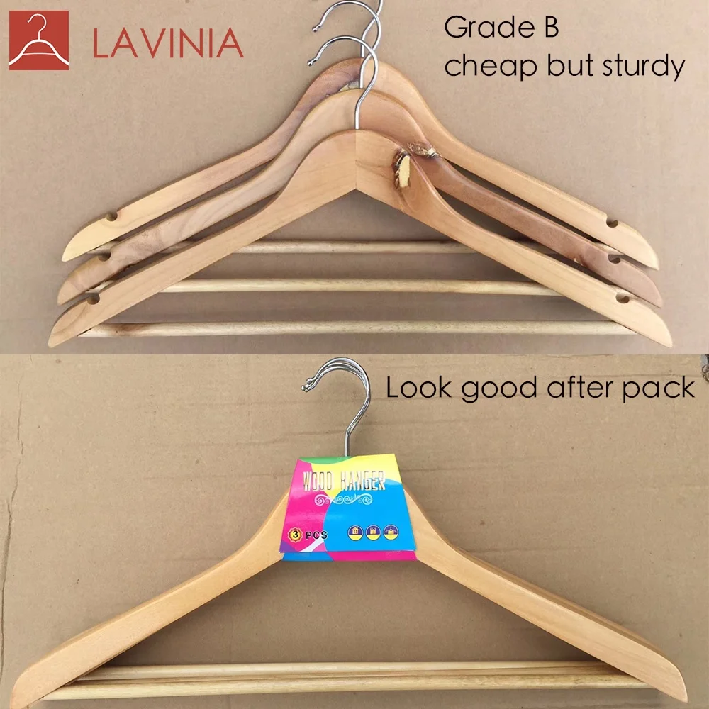 

grade b cheaper hanger wooden cloth clothe hanger Eucalyptus wooden hangers, Natural