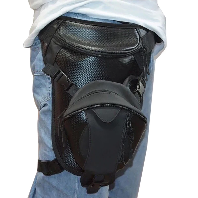 

Black men motorcycle leg waist hip fanny pack outdoor waterproof shoulder cycle racing hiking tactical thigh bag