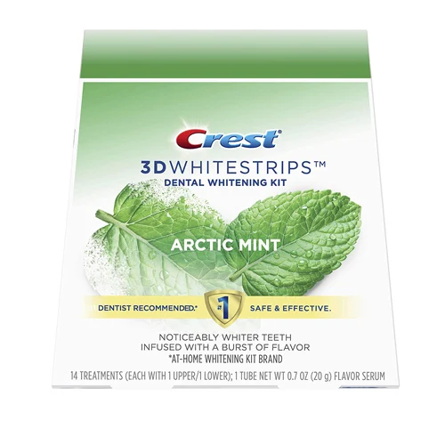 

3D white Flavored Whitening strips 1 box 16 Treatments 32 Strips Arctic Mint with 1 tube Flavor Serum