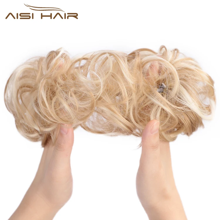 

Aisi Hair Blonde Donut Chignon Curly Bun Pad Synthetic Chignon Ponytail Ribbon Elastic Band Rope Rubber Hair Extension For Women