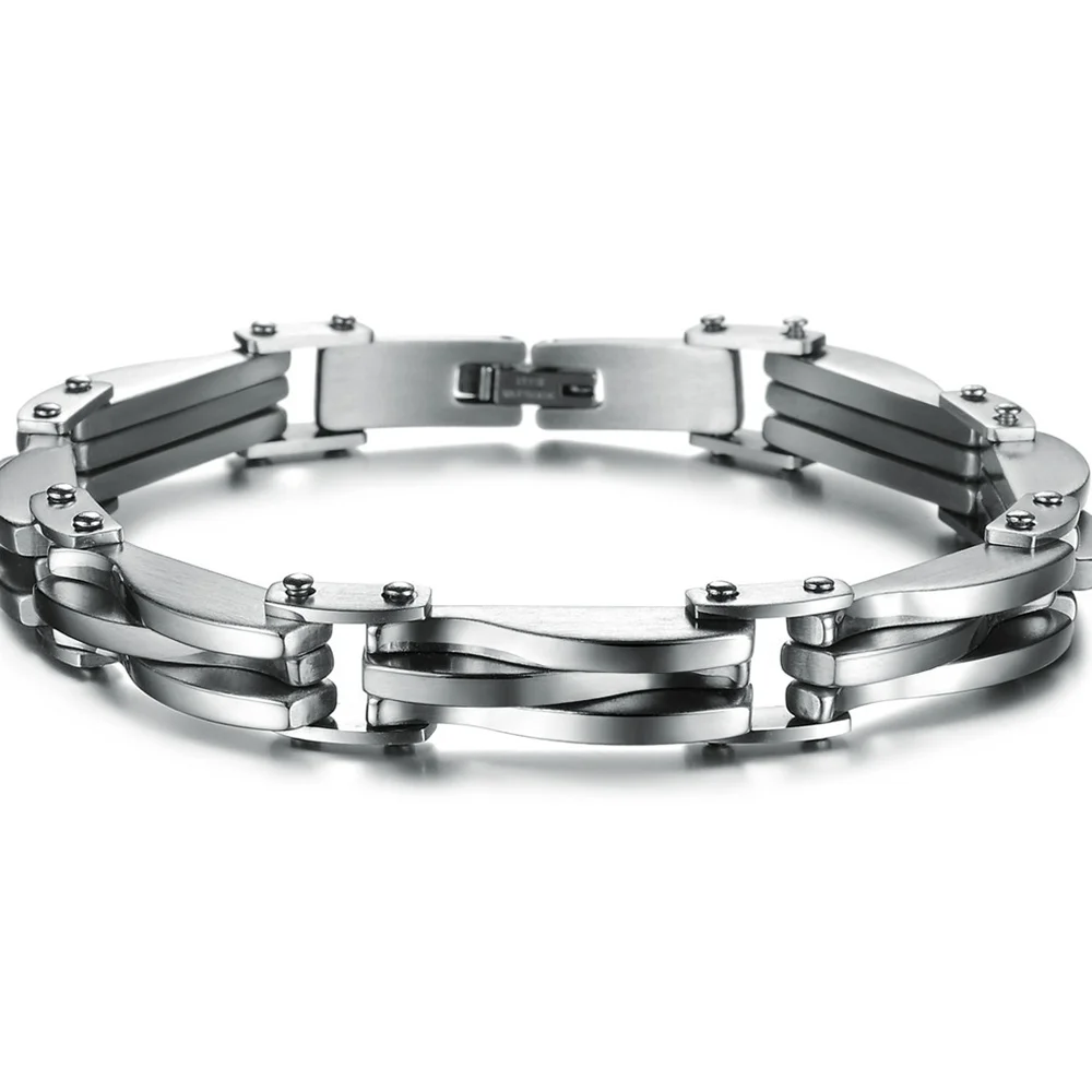 

In Stock Wholesale Fashion Charm Engrave Logo Chain High Quality Bracelet, Silver color or custom color