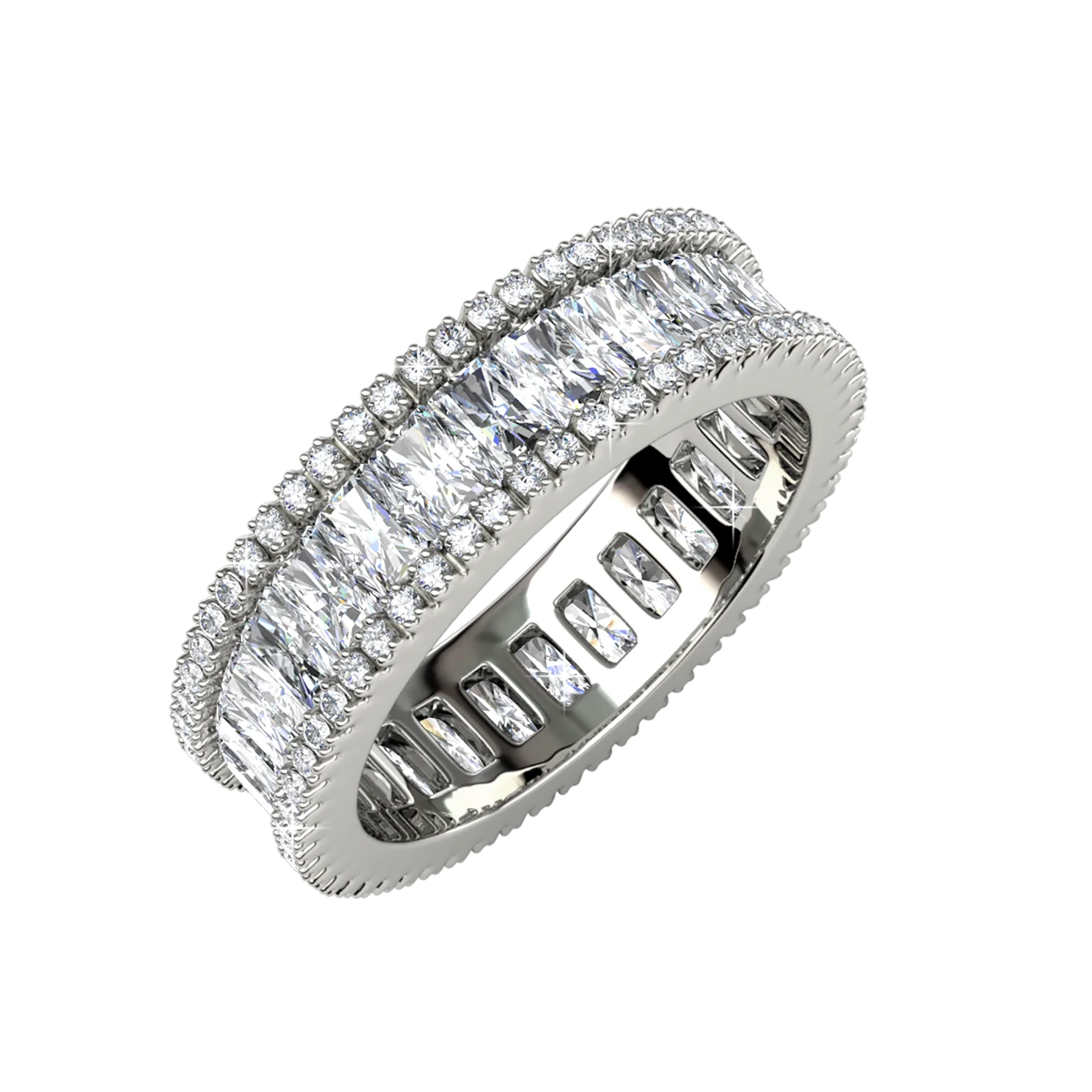 

Destiny Jewellery Cubic Zirconia Glamour Lock Gold Engagement Wedding Channel Setting Band Ring Jewelry Women, Rose / white gold