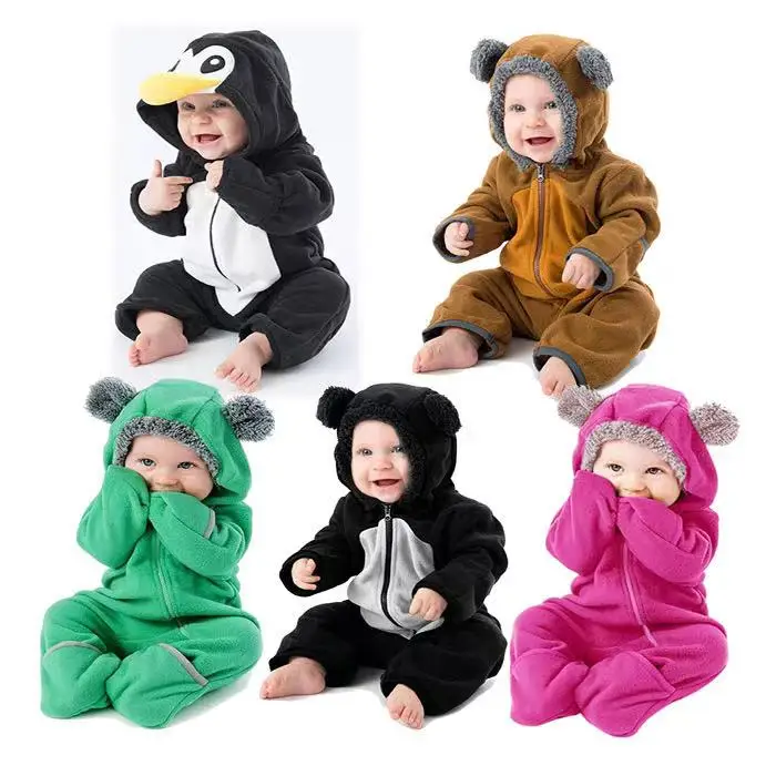 

Fleece Baby Bunting Bodysuit – Infant Pajamas Kids Hooded Romper Outerwear Toddler baby boys' rompers, Picture