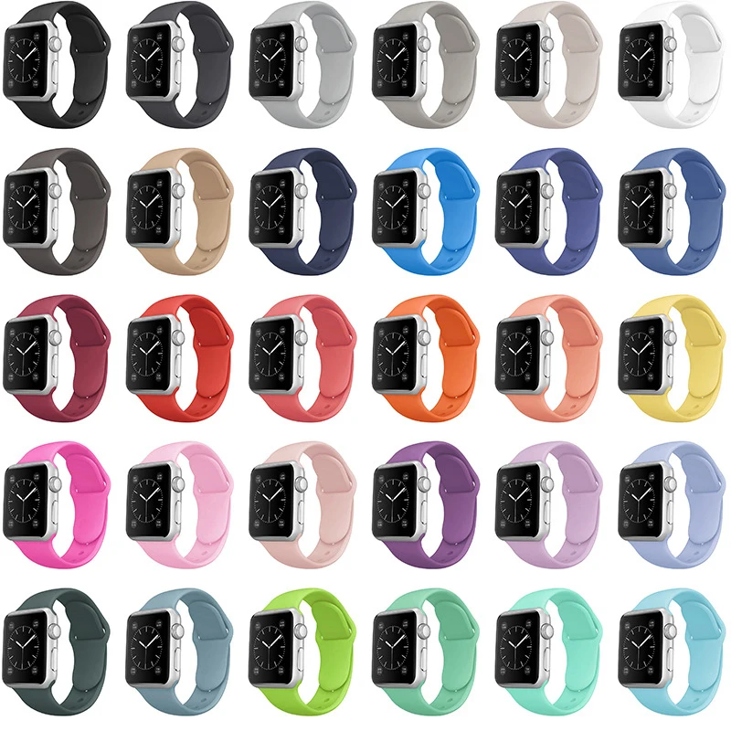 

Wholesale Custom Logo Sport Watch Charms Rubber Smart Strap Charms Bands Silicone Bracelet For Apple Watch 6, Optional