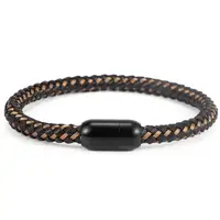 

Simple Fashion Men Jewelry Magnet Clasp Stainless Steel Wire Nylon Cotton Leather Braided Rope Mens Bracelets