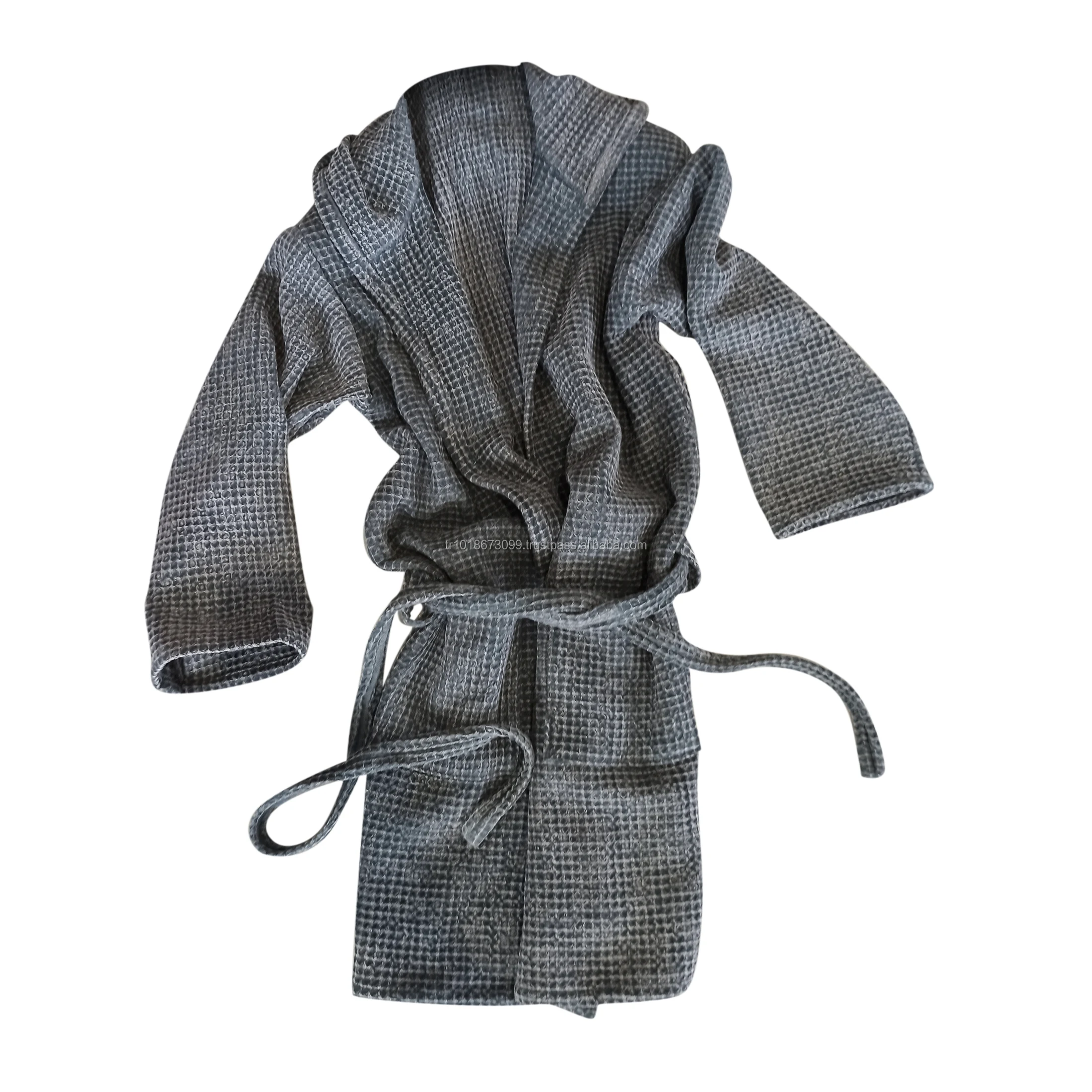 Black Waffle Robe,Women And Mens Cotton Bathrobe Made In Turkey