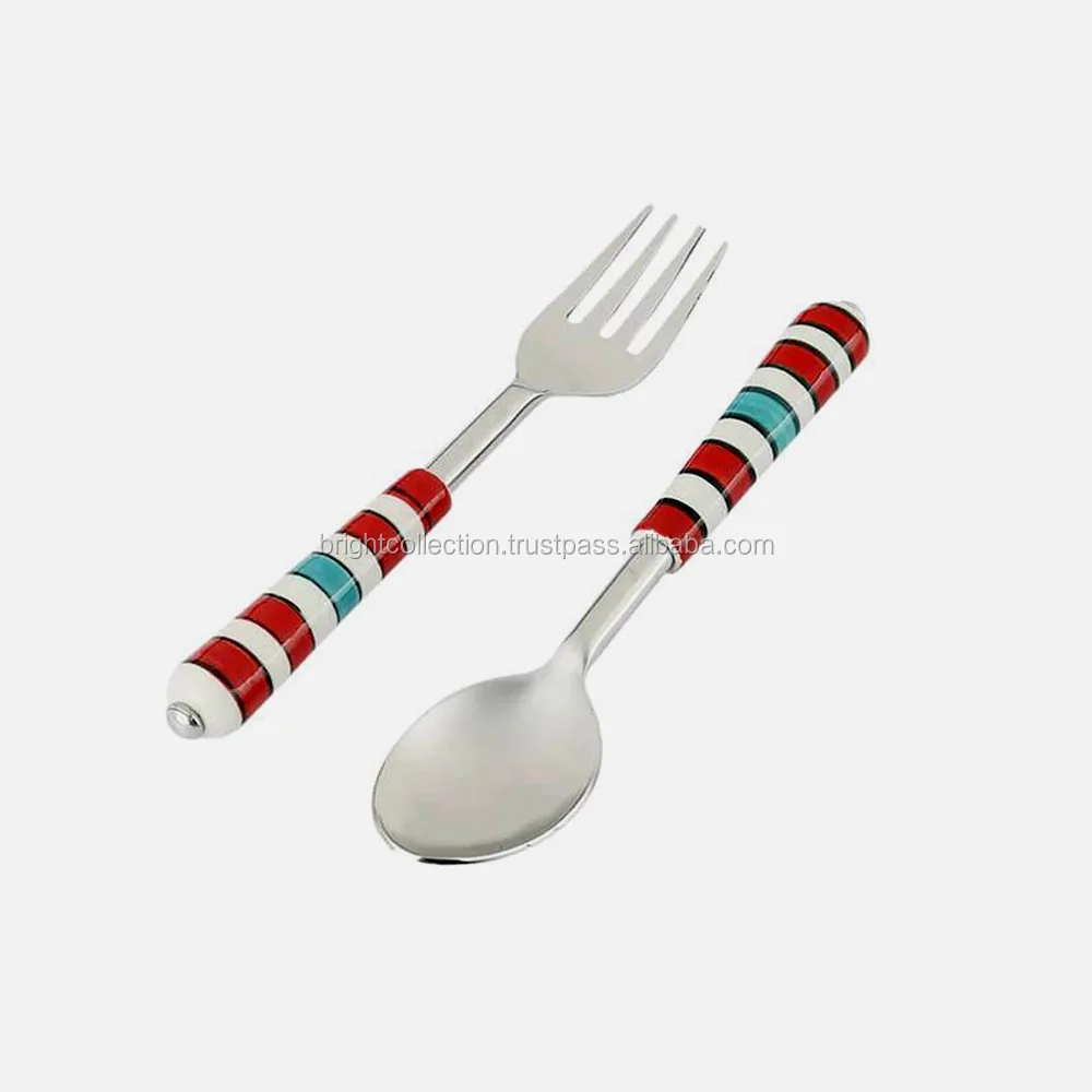 Natural Buffalo Handle Stainless Steel Flatware Set Acrylic Handle