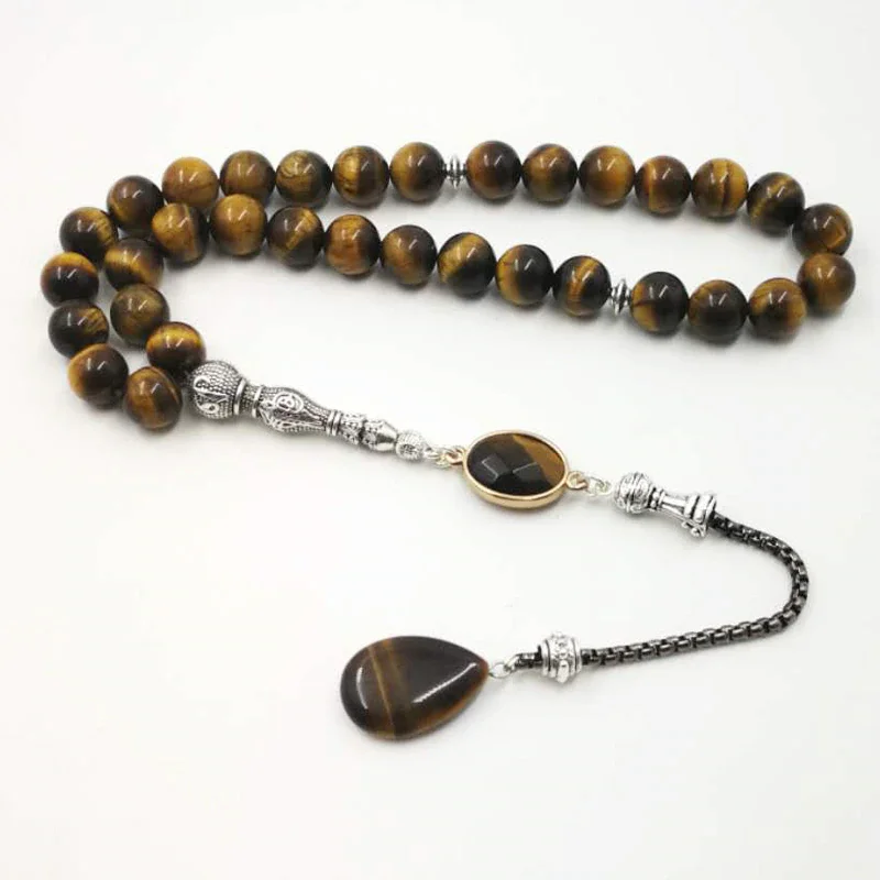 

New style Man's Tasbih 2019 style Tiger eyes natural stone Muslim rosary islam 33 66 99 beads Fashion Bracelets