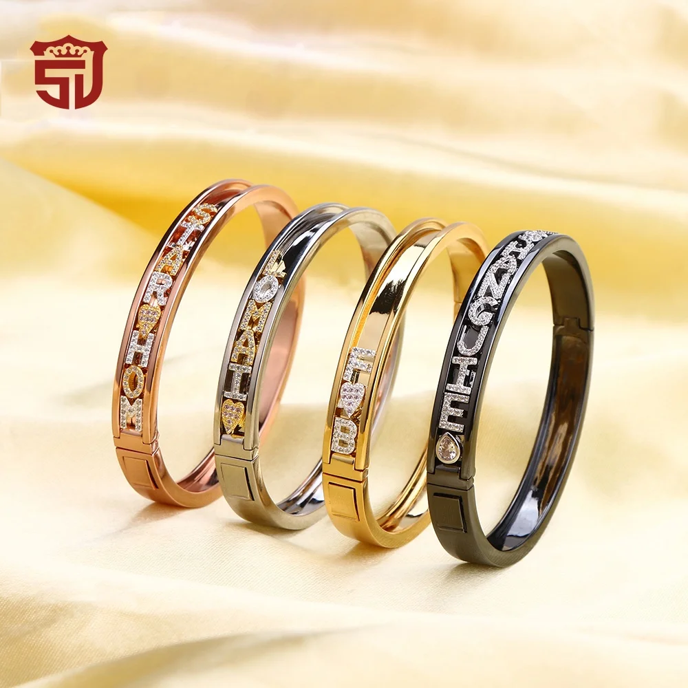 

Hot sale DIY letter Women Jewelry bangles Bracelet bangles and bracelets gold plated slider bangles