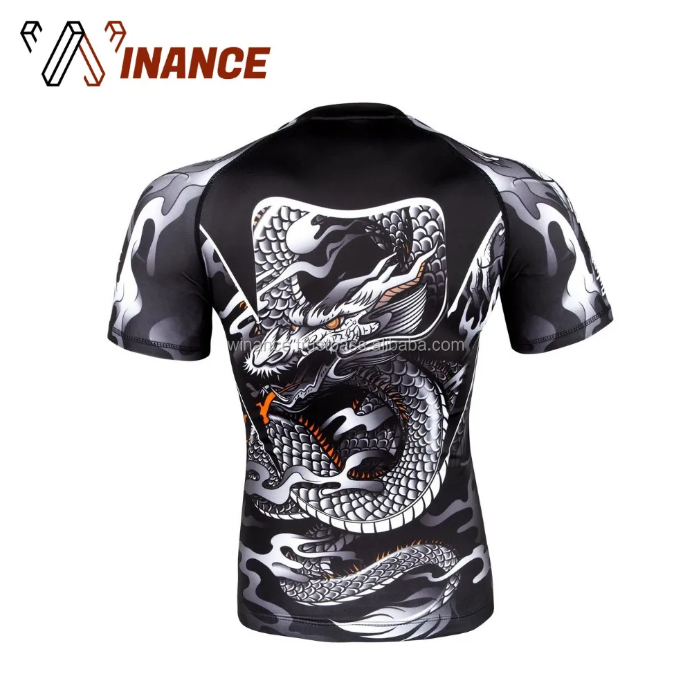 High Quality Custom Full Sublimation Printed Bjj Rash Guard Mma Rash