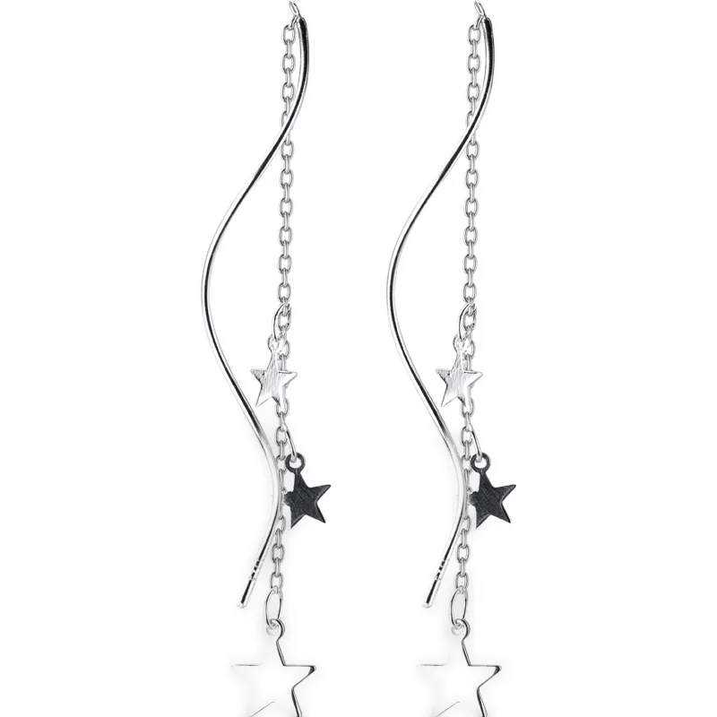 

E2716 Popular Hot Sale Bijoux 925 Silver Star Wave Earrings