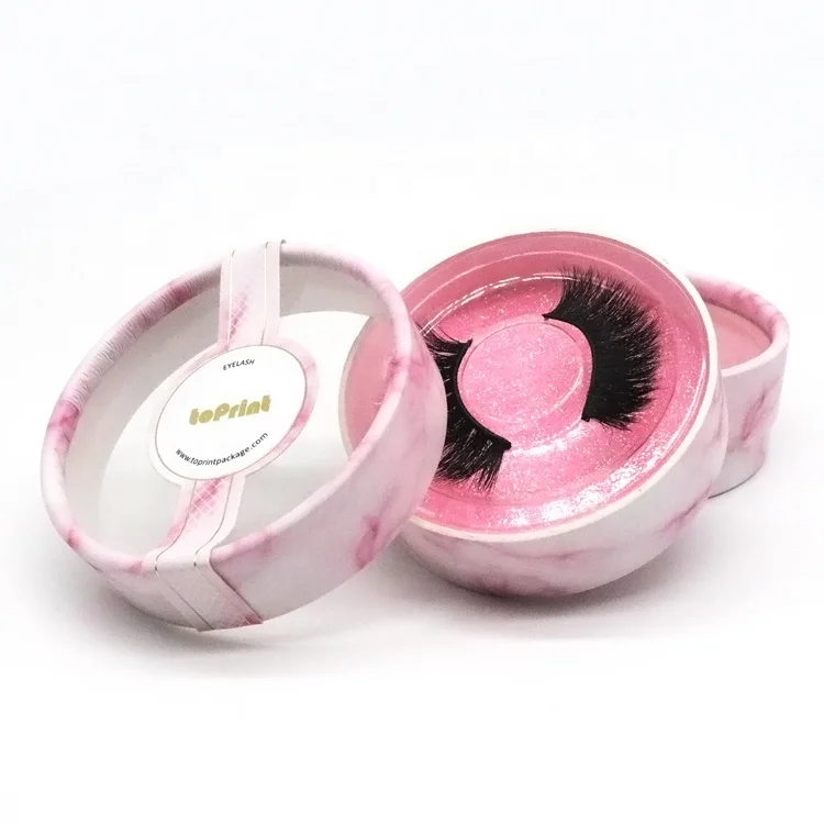 
Custom Biodegradable Empty Round Cardboard Paper Box Package For 3D False Eyelashes Packaging 
