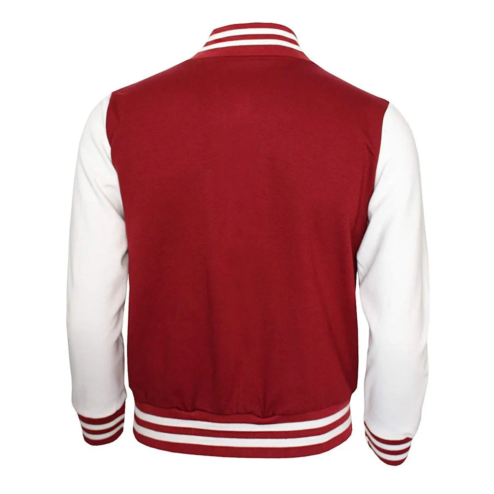 Wholesale Bomber White And Red Baseball Jacket Varsity Baseball Cotton Jacket Letterman Jacket 8 