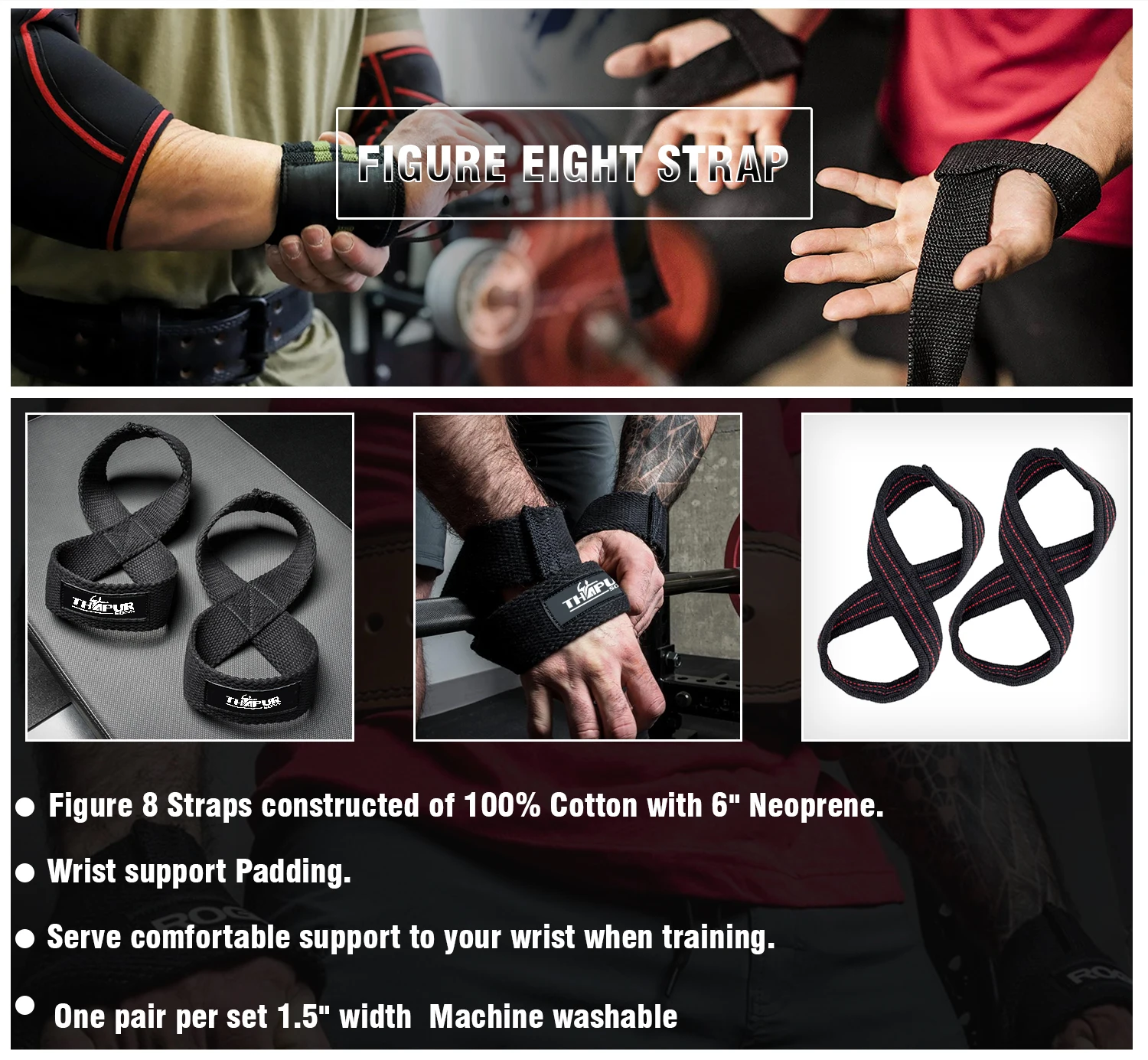 Wholesale Oem Custom Logo Gym Wrist Strap Figure 8 Weightlifting Weight