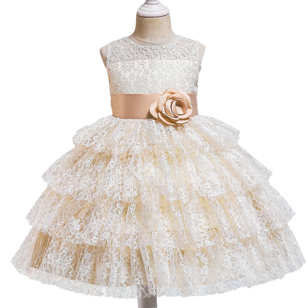 

3-Layer Pleated Kids Custom Clothing Baby Girls Party Wear Dresses