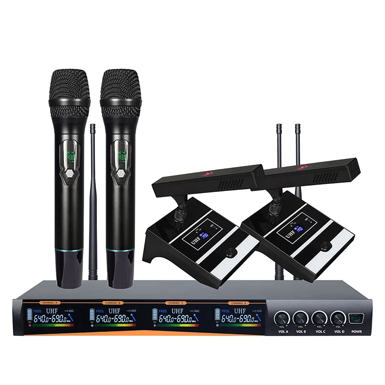 4 Channel Digital Wireless Hidden Microphone With Metal Handheld In