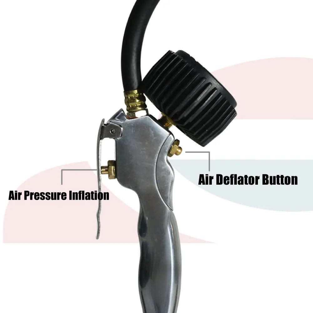 Pistol Aluminum Air Tool Auto Tyre Inflating Gun With Pressure Gauge