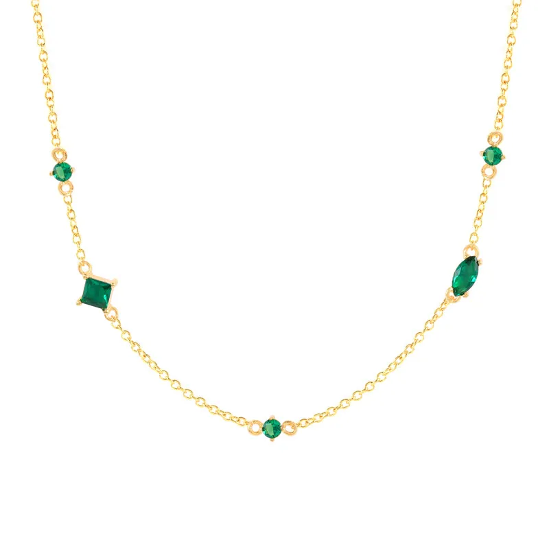 

CANNER Lady Women 2022 New Jewelry Green Stone Zircon 18K Gold 925 Sterling Silver Necklaces