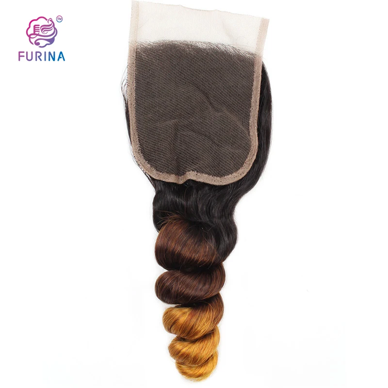 

4*4 lace closure bundles human hair brazilian bundles hair 1B/4/27# cuticle aligned lace closure