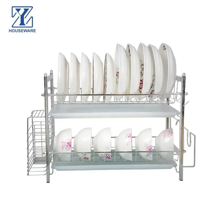 

Kitchen 304 Stainless Steel Over Sink Plate Organizer 2 Tier Dish Dryer Rack Drying Drainer Dish Drying Racks, Silver white or customized