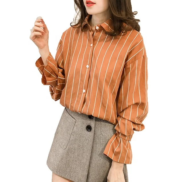 Wellco women blouse Striped long sleeve ladies blouse 2019