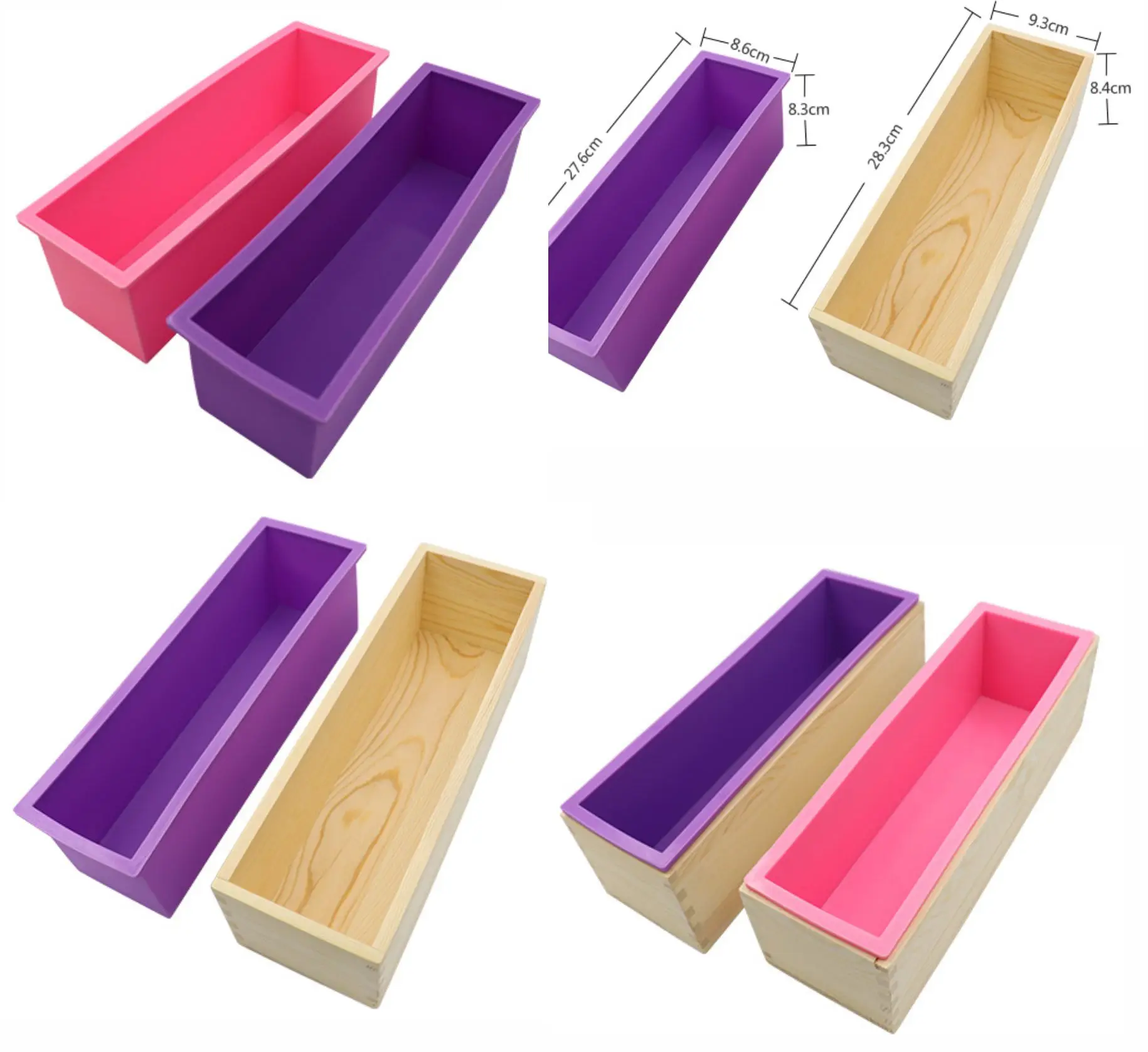 

Chuhan 1200ML Silicone Soap Mold Large Rectangle Firm Silicone Making Toast Mould with wooden box