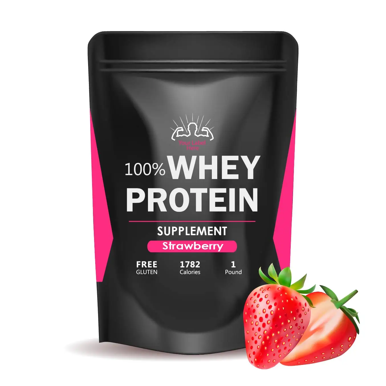 Sports Whey Protein Powder Nutrition Bcaa Strawberry Milkshake Custom Sports whey protein powder nutrition bcaa strawberry milkshake custom