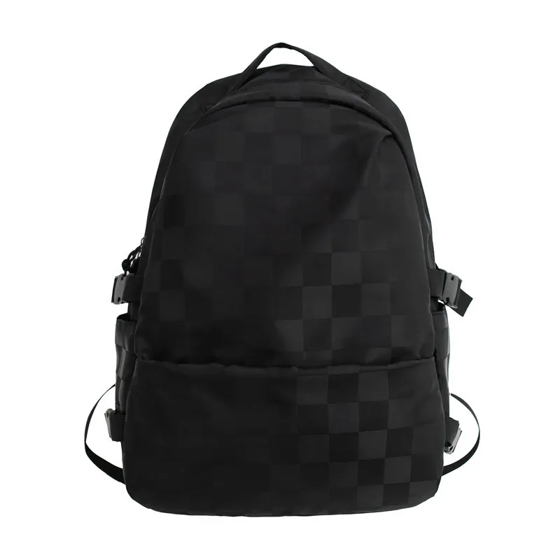 

Fashion Black White Plaid Couples Lover Laptop Backpack Student School Bags Waterproof Nylon Outdoor Travel Backpacks