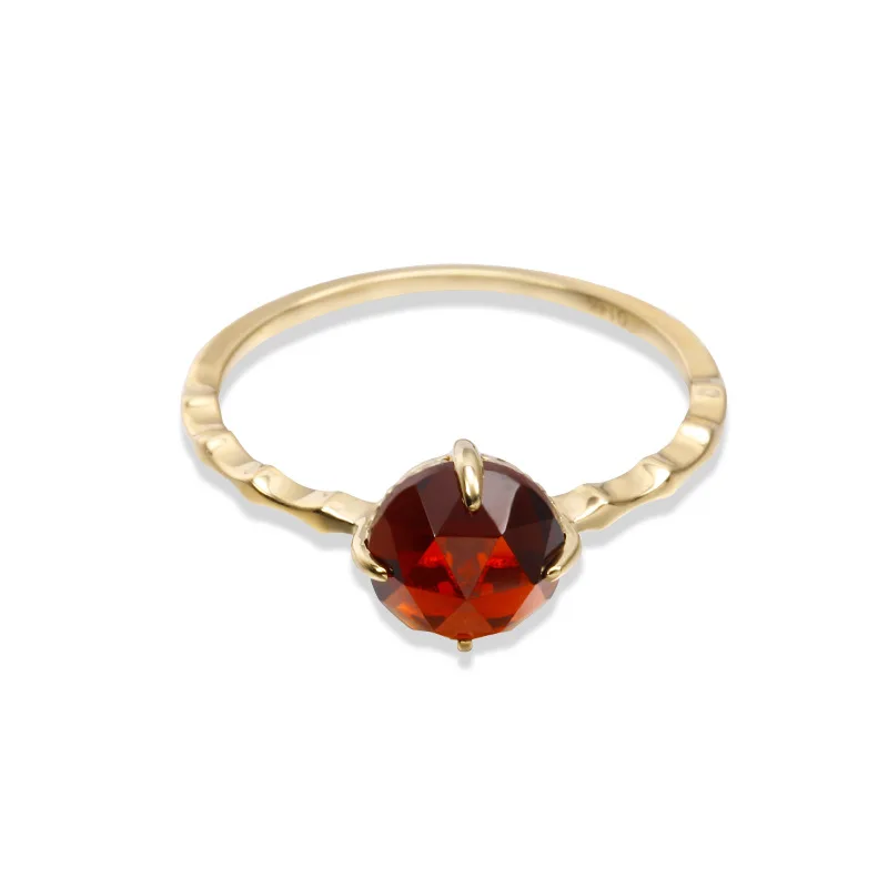 

2020 new red Garnet 14K solid gold ring for women, Yellow gold