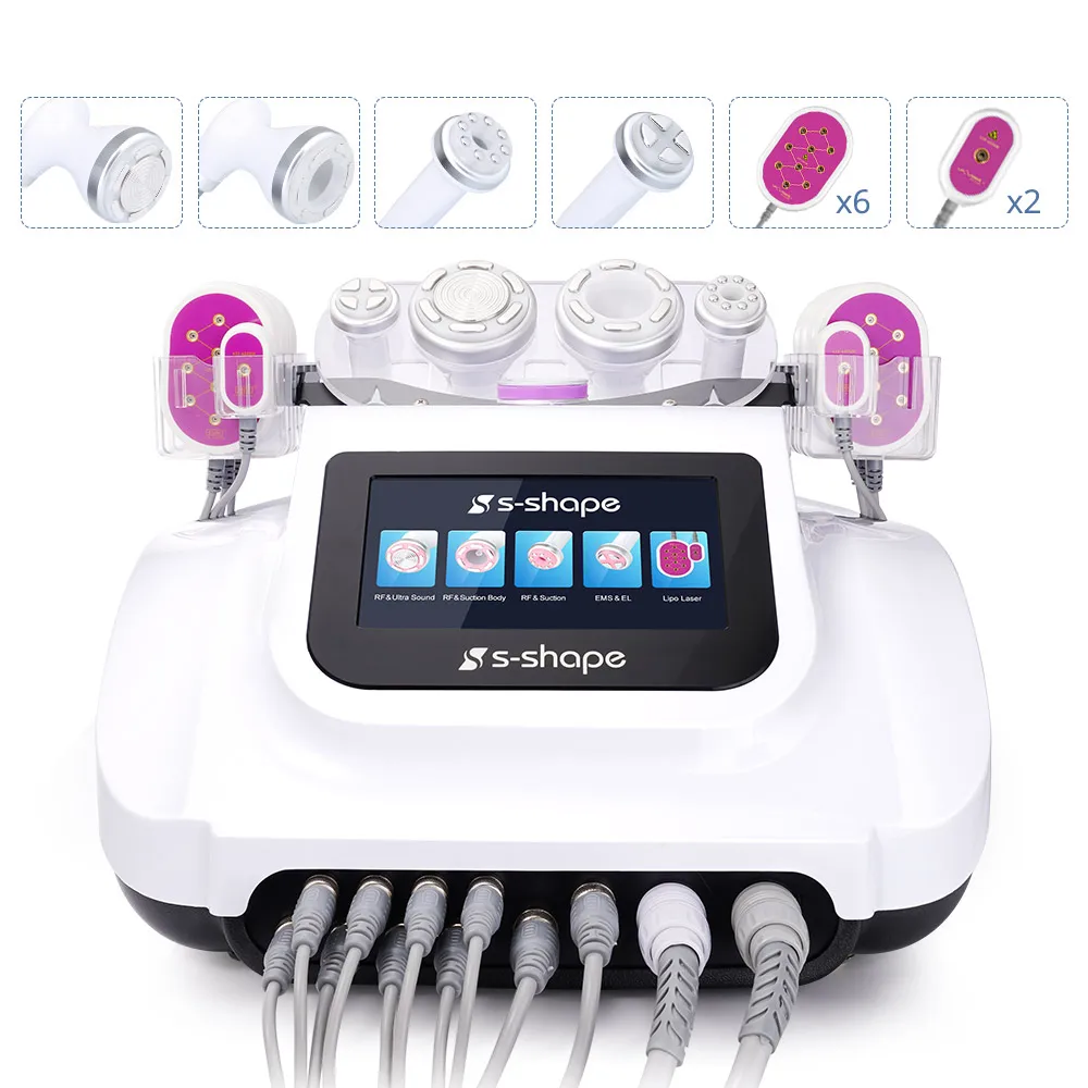 

S SHAPE 30K Cavitation Weight Loss Led Laser Vacuum RF Face Tightening Cavitation Machine