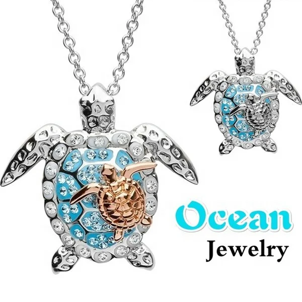 

Personalized Wholesale Two Colors Ocean Necklace Sea Turtle Necklace