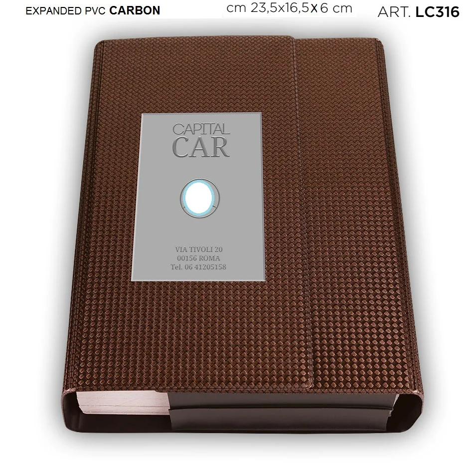 Carbon Custom Pvc Car Document Holder With Gusset And Flap With 1 Pocket And Business Cards Case