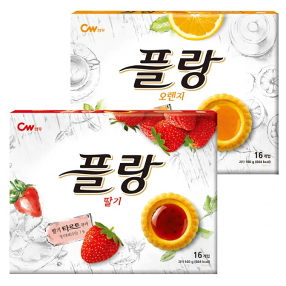 
Cheongwoo Plang Strawberry 160gx8ea, Korean instant snack, soft taste sweet bread milk digestive cream choco 