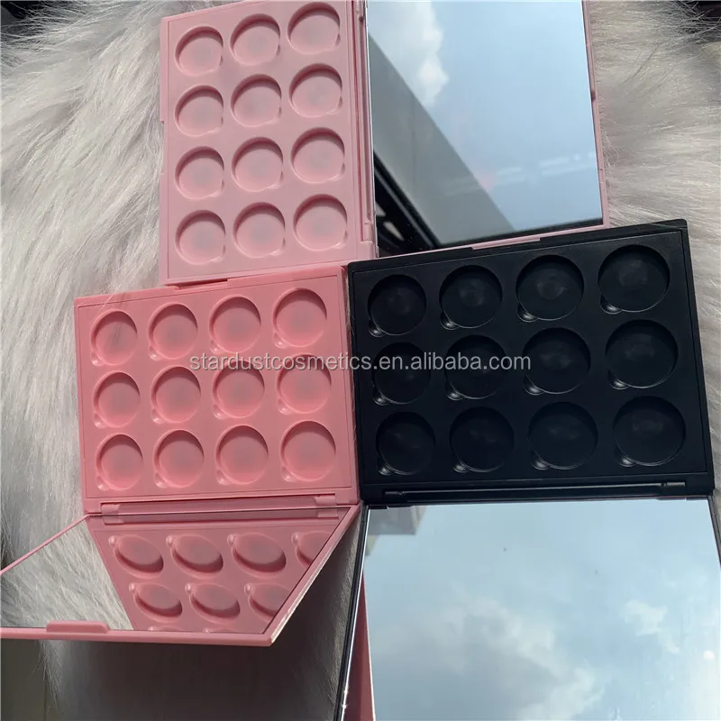 

Custom magnetic plastic pink empty eyeshadow palette with mirror Maquillaje Cosmetics Baby Pink Palette, 3 color types