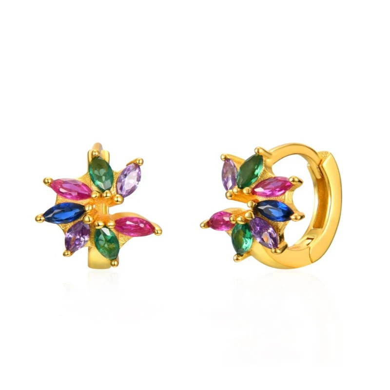 ROXI European and American brass INS geometric colorful zircon hot wheel earrings