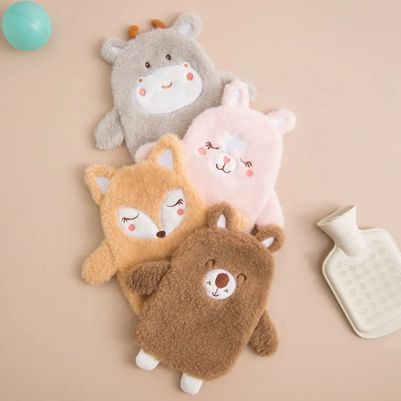

Wholesale cartoon cute animal design vacuum warm bags hot water bottle plush