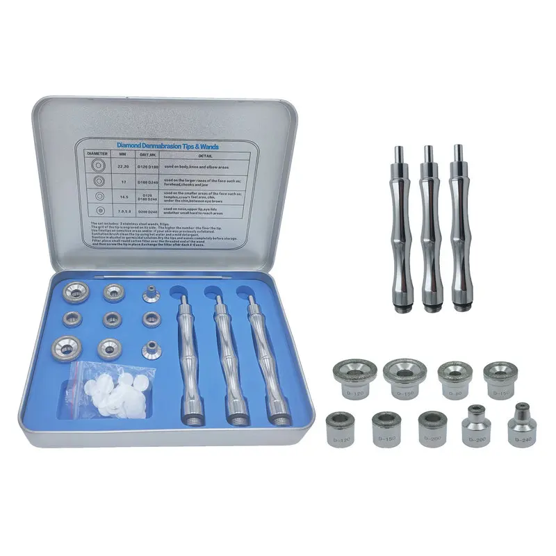 

Wholesale high quality crystal diamond microdermabrasion machine diamond tips and wands set, Silver