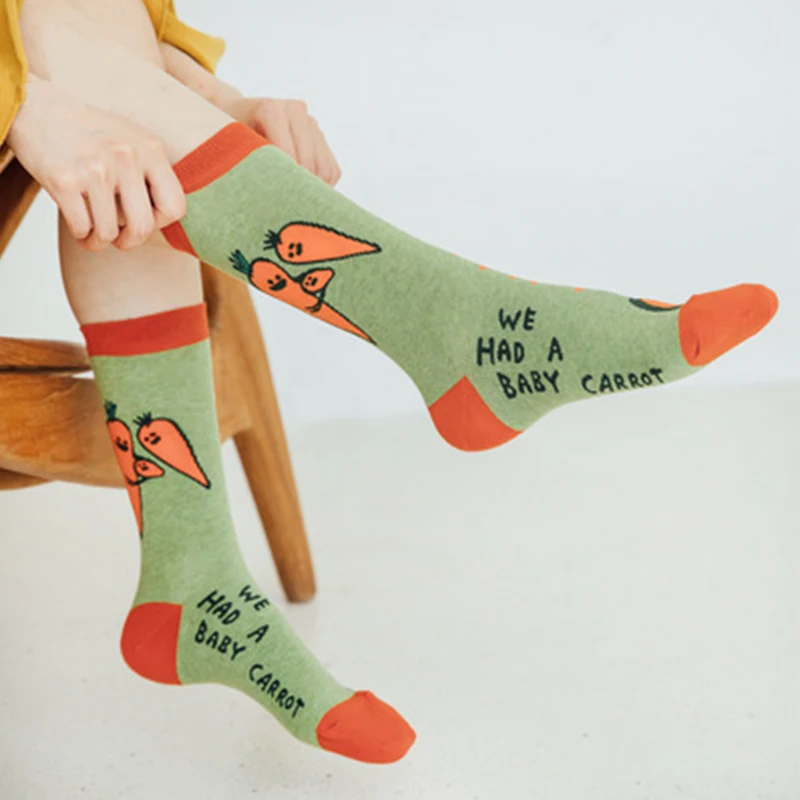 
Winter Fashion Funky Colorful Custom Print Funny Socks Women Letter Print Novelty Socks 