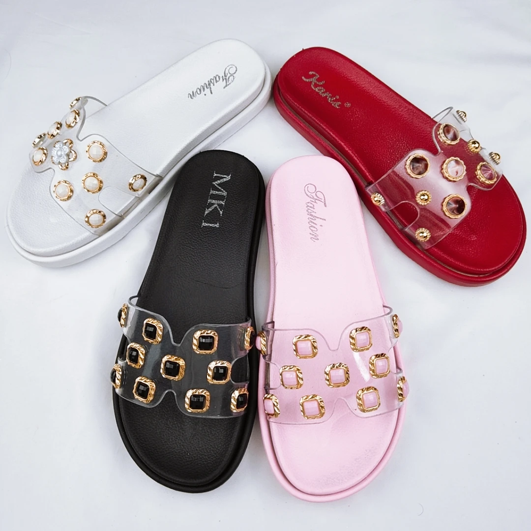

latest style ladies slides Women pearl slippers indoor and outdoor