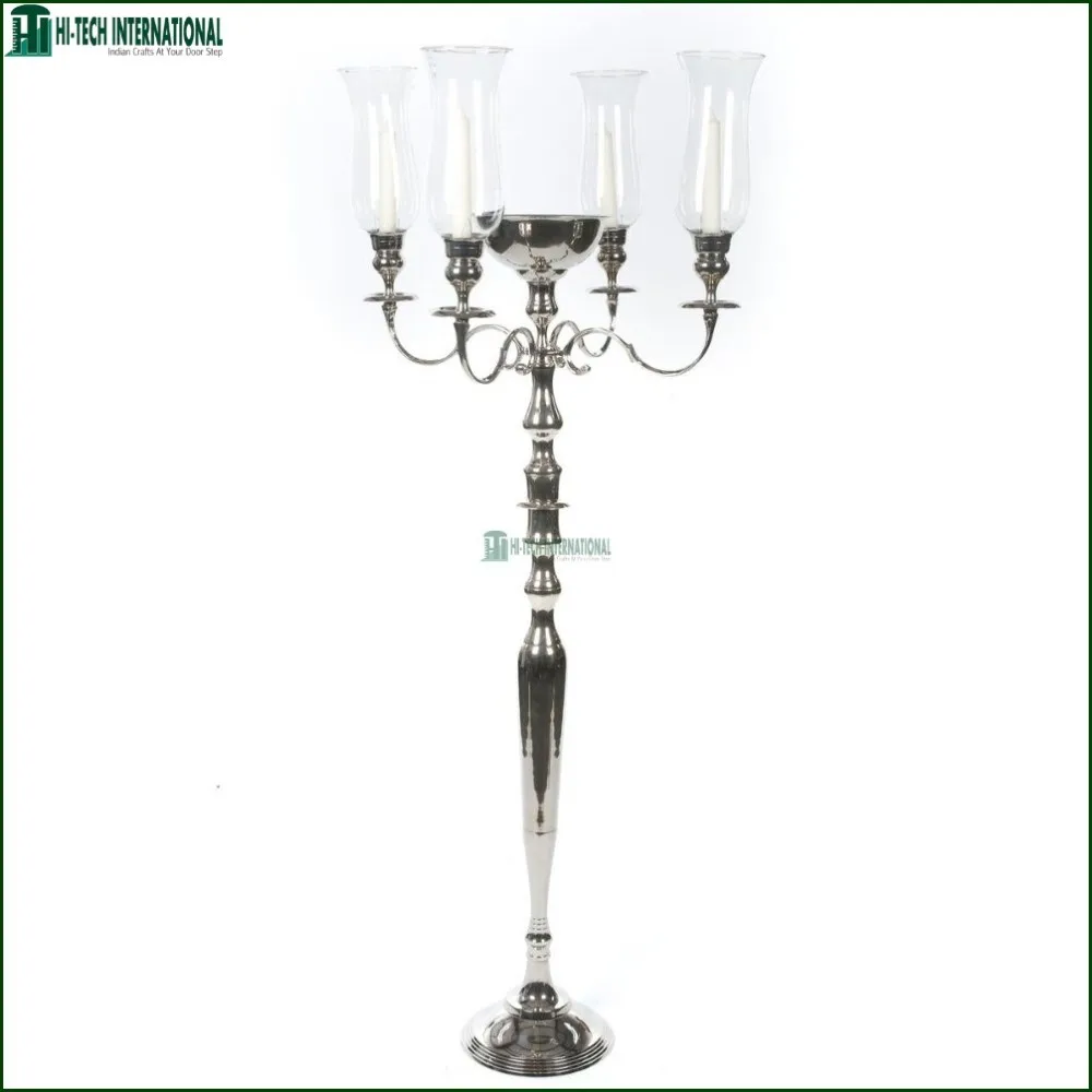 Large Candelabras With Crystal Votive Silver/gold Aluminum Metal 5