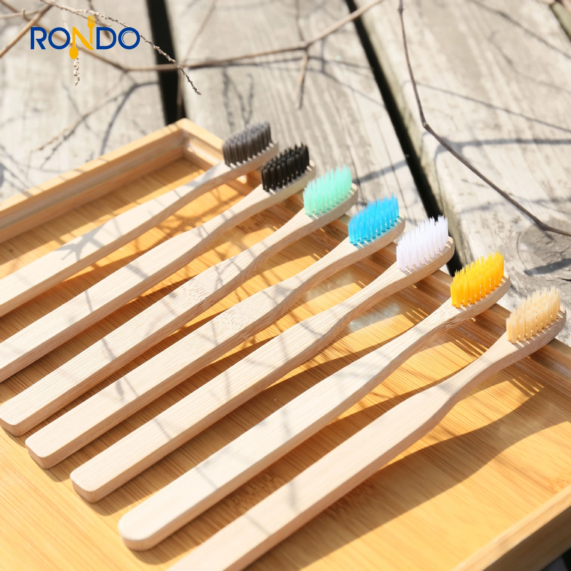 

100% Biodegradable Bamboo Toothbrush Single Use Square Handle Bambu Toothbrush