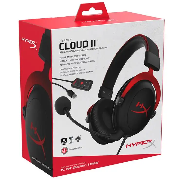 

Original Hyper X Cloud 2 Gaming Headset Hi-Fi 7.1 Surround Sound Hyper X Cloud 2 Ii Wired Computer Headsets For English Packing, Black