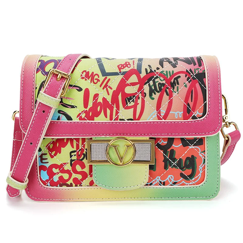 

TS9080 2020 New Trendy fashionable ladies hand bags shoulder colorful Graffiti Purses and Handbags for Women