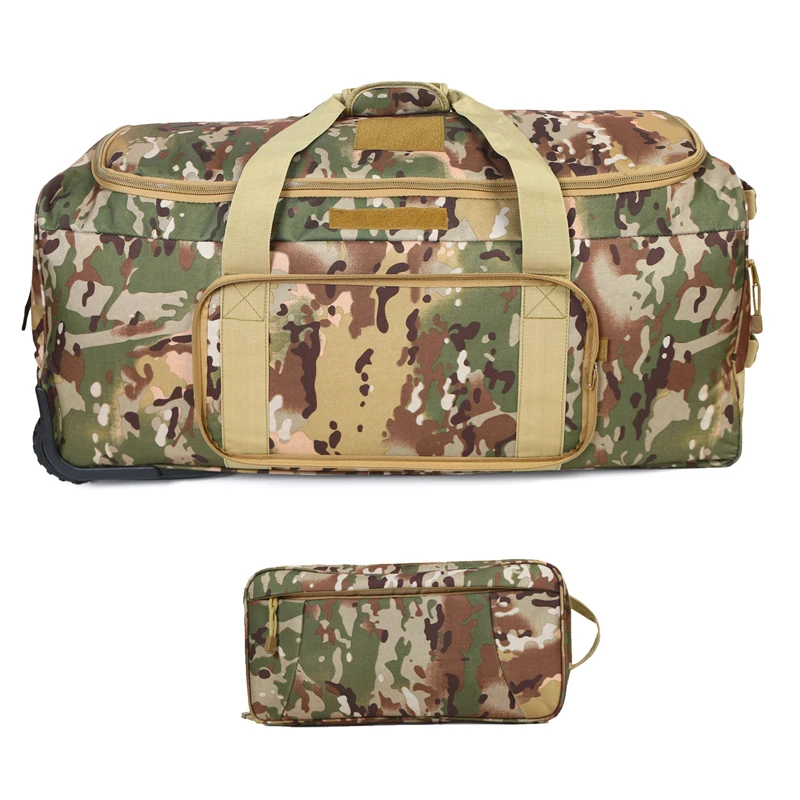 

NO MOQ request Wheeled Deployment Large Capacity Travel Duffel Bag Travel Trolley Luggage Bag Rolling Duffel Bag, Ocp-mochila militar