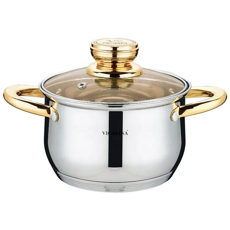 

Multi-purpose Stainless Cookware Set with Visible toughened drop-proof glass cover With Clear Glass Lid