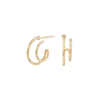 

Dainty 925 silver jewelry minimalist twin hoops gold earrings for women