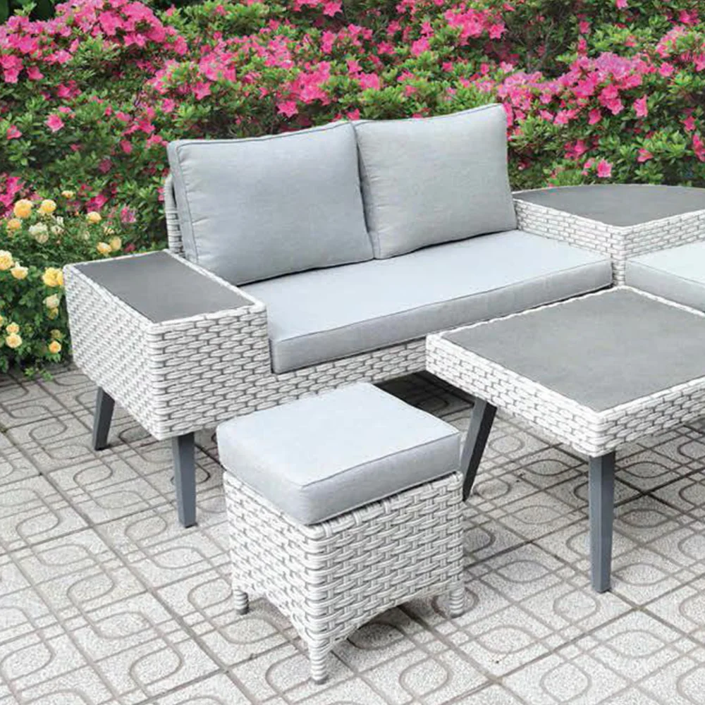 
OC039 - King 2 garden sofa set with 2 ottoman and 2 couple chair color light grey color highly recommend from Vietnam 