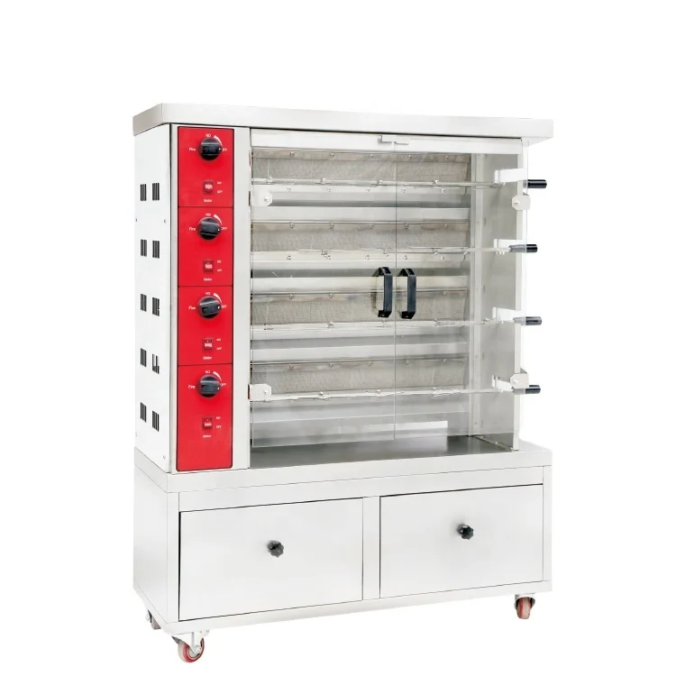 
Commercial Gas Chicken Rotisserie Oven 4 Rods 16 Pieces of Chicken 